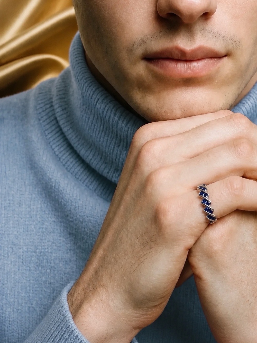 Blue Sapphire Stacking Ring set in 925 Sterling Silver. Brand new! Never worn!